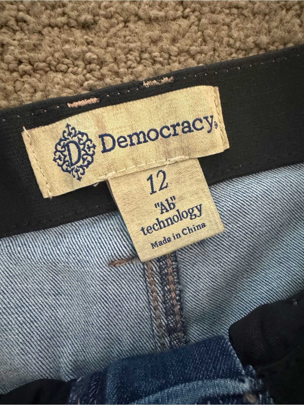 Democracy Dark Blue Flare Jeans with Front Patch Pockets - Picture 3 of 7